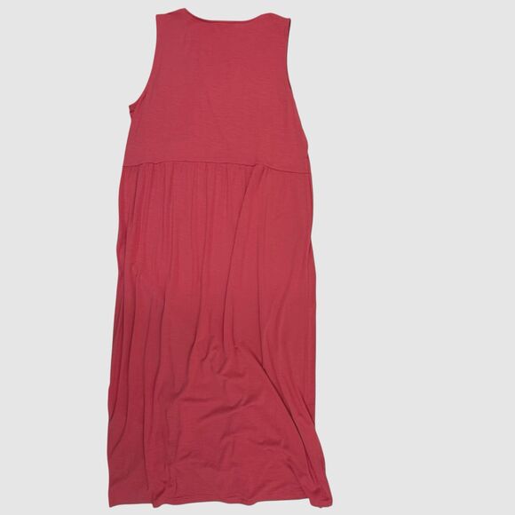 NEW J JILL Sleeveless Knit Maxi Tank Dress Large Pomegranate Pink Minimalist - Picture 4 of 13